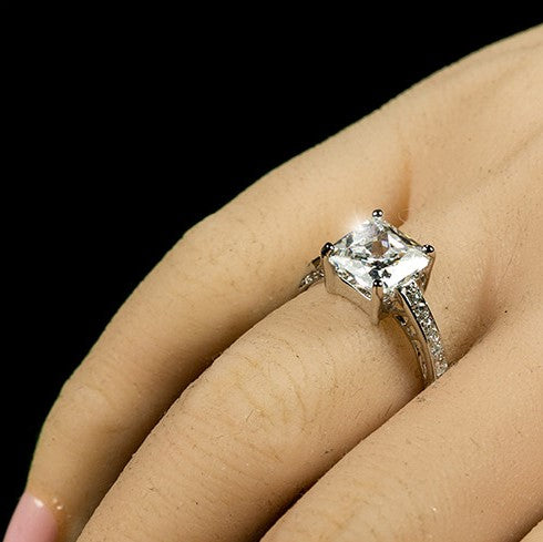 Barrie 8mm Princess CZ Engagement Ring | 3ct | 925 Sterling Silver