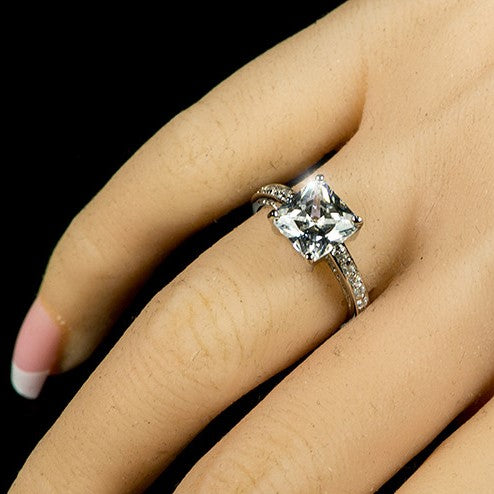 Barrie 8mm Princess CZ Engagement Ring | 3ct | 925 Sterling Silver
