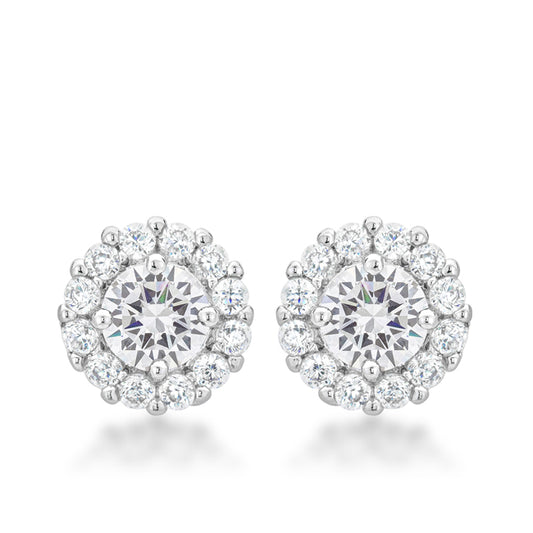Belle 6mm Round CZ Halo Stud Earrings | 0.84ct | 2ct