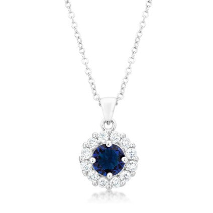 Belle 8mm Round CZ Halo Pendant | 2ct