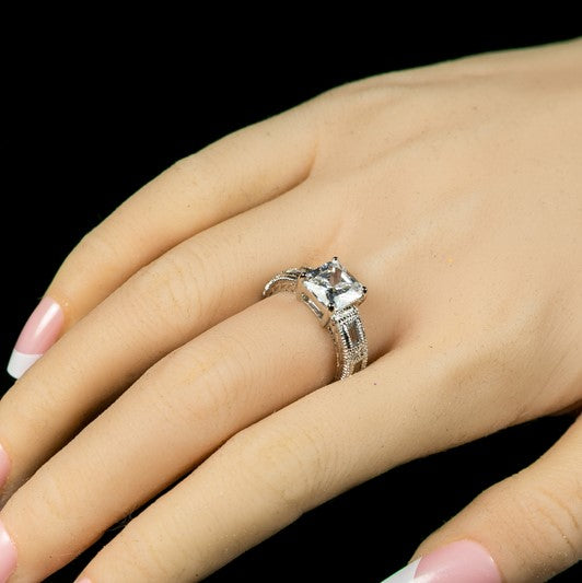 Halle 8mm Princess CZ Engagement Ring | 3ct