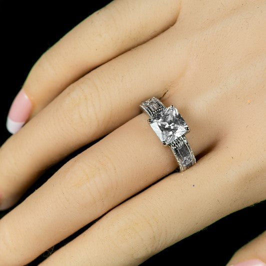 Halle 8mm Princess CZ Engagement Ring | 3ct