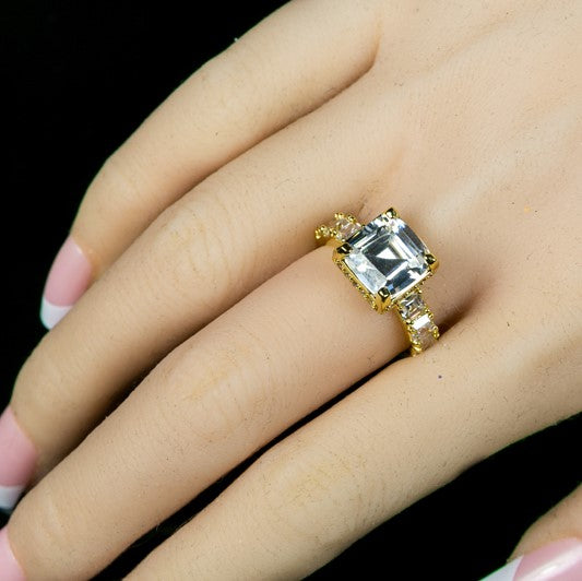 Lidia 9.5mm Asscher CZ Engagement Ring | 5ct