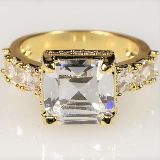 Lidia 9.5mm Asscher CZ Engagement Ring | 5ct