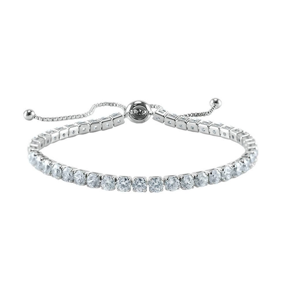 Beth 4mm Sapphire CZ Silver Tennis Bolo Bracelet | 10ct