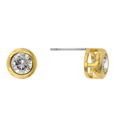 Carol 5.5mm Round Bezel Stud Earrings