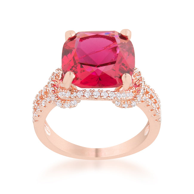 Charlene Cushion Cut Rose Gold Statement Ring | 8ct