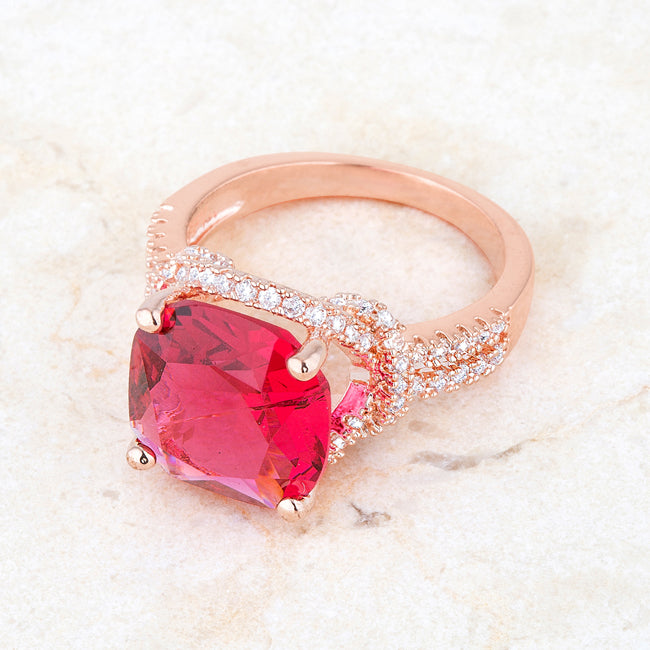 Charlene Cushion Cut Rose Gold Statement Ring | 8ct