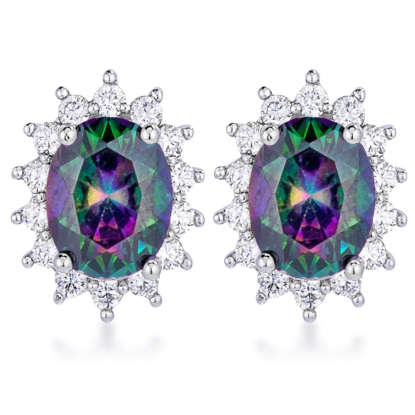 Chesna Oval Black Halo Earrings