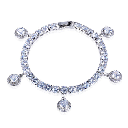 Clare 5mm CZ Halo Charm Tennis Bracelet