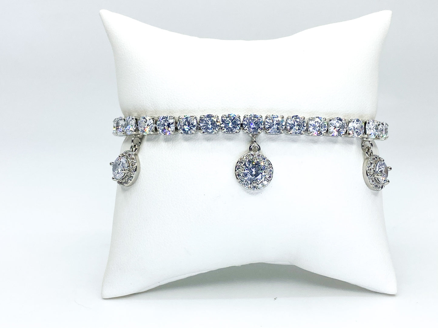 Clare 5mm CZ Halo Charm Tennis Bracelet