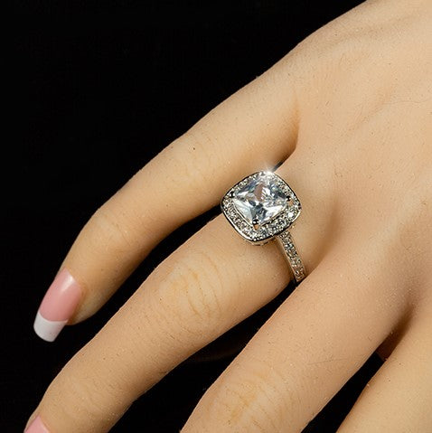Clarissa 9mm Cushion Halo Engagement Ring | 4.1ct | 5ct