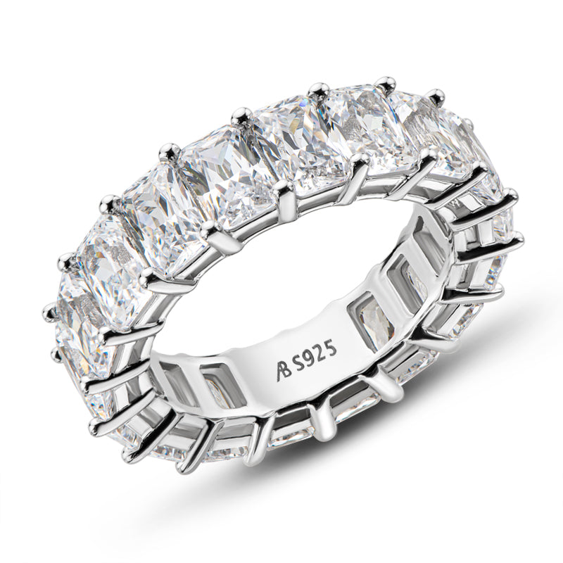 Daisy 6x4mm Radiant CZ Eternity Band Ring | 8ct | Sterling Silver