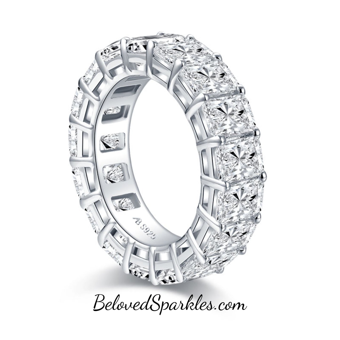 Daisy 6x4mm Radiant CZ Eternity Band Ring | 8ct | Sterling Silver