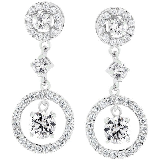 Dew Round Drop Dangle Chandelier Earrings | 2ct