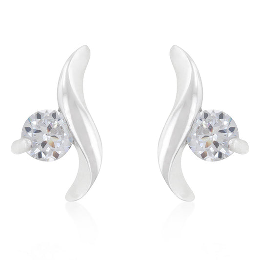 Elaine Twisting Solitaire 4mm CZ Earrings