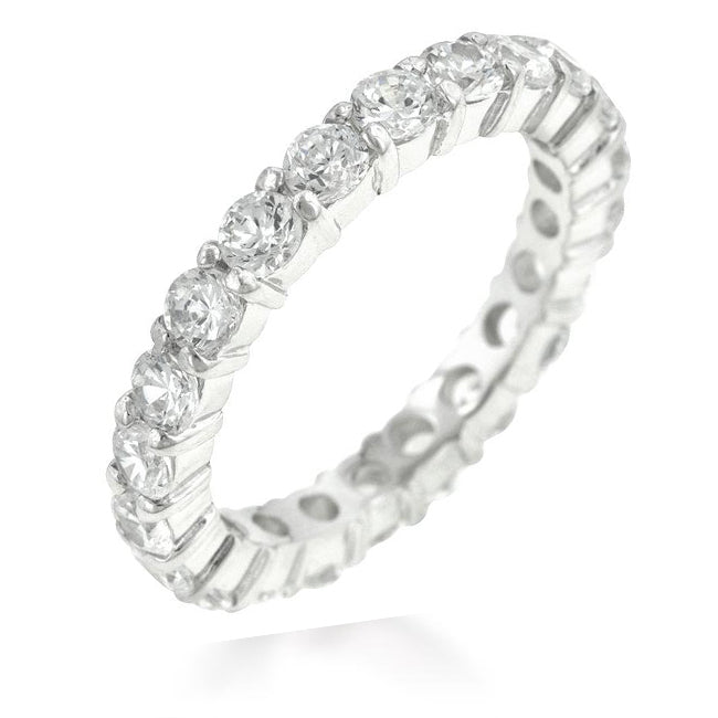 Elizabeth 3mm Round CZ Eternity Gold Ring | 4ct