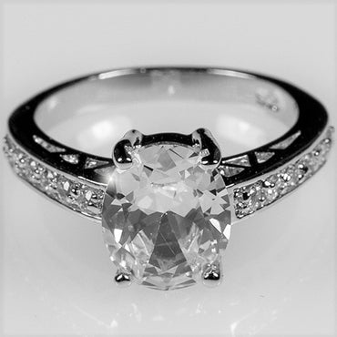 Evelina 10x8mm Oval Ruby CZ Ring | 3ct | Sterling Silver