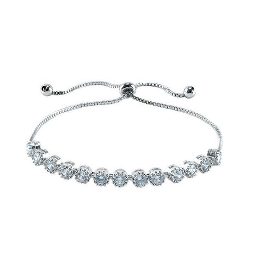 Fiona Round CZ Tennis Slider Bolo Bracelet - Beloved Sparkles