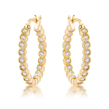 Flo 2.3mm Round CZ Dotted Bezel Hoop Earrings | 0.5ct