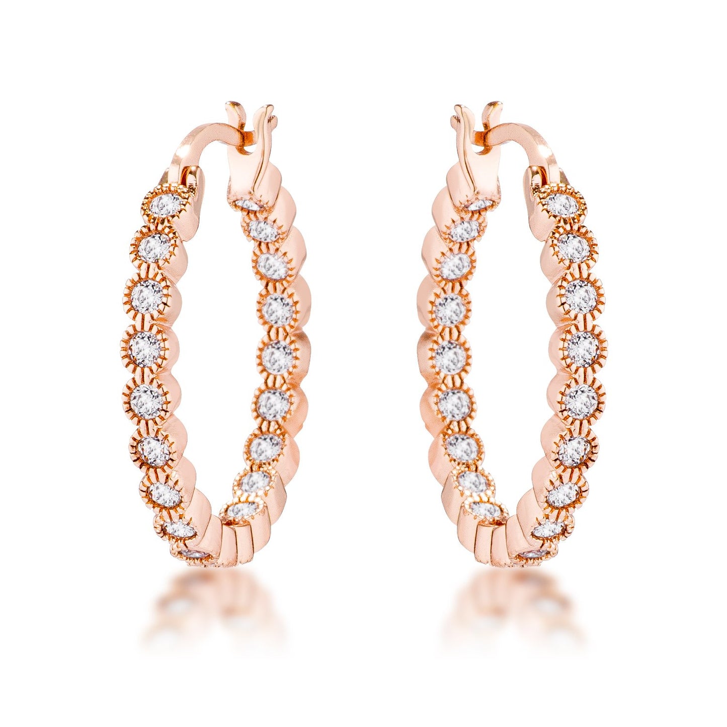 Flo 2.3mm Round CZ Dotted Bezel Hoop Earrings | 0.5ct