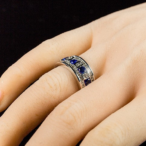 Gina Sapphire and Clear Encrusted Band Ring | 3ct