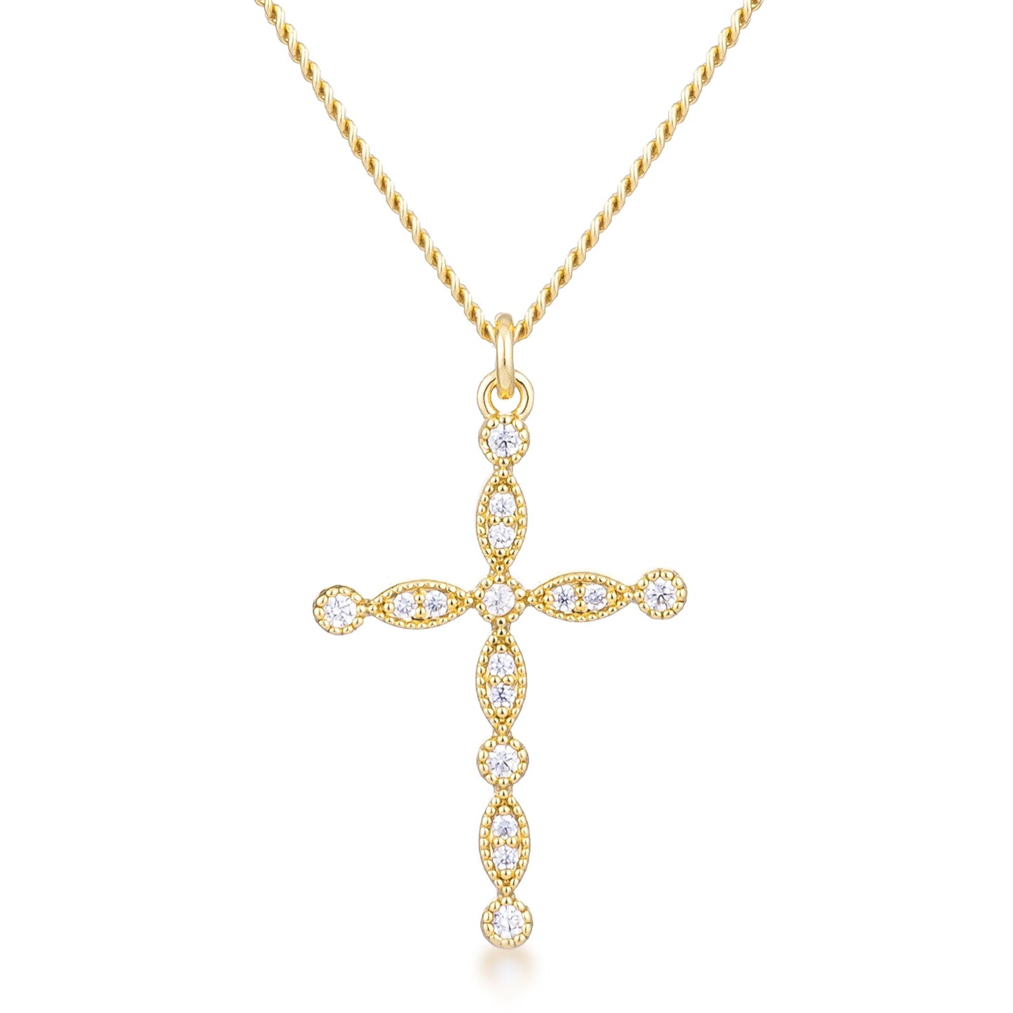 Jelana Vintage CZ Cross Pendant