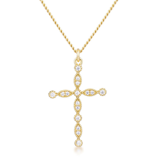 Jelana Vintage CZ Cross Pendant
