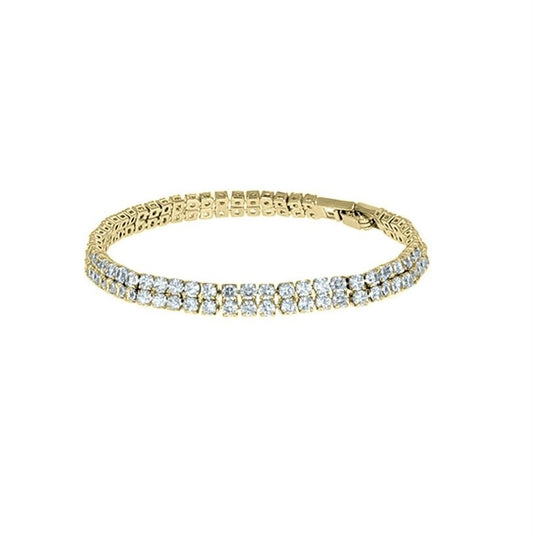 Kim Two Rows Round CZ Gold Tennis Bracelet | 7.25 in