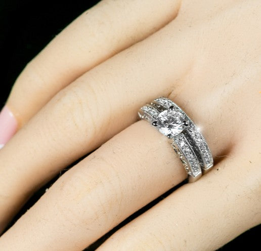 Kimmy 6.5mm Round CZ Filigree Engagement Ring Set | 1ct | 2.8ct