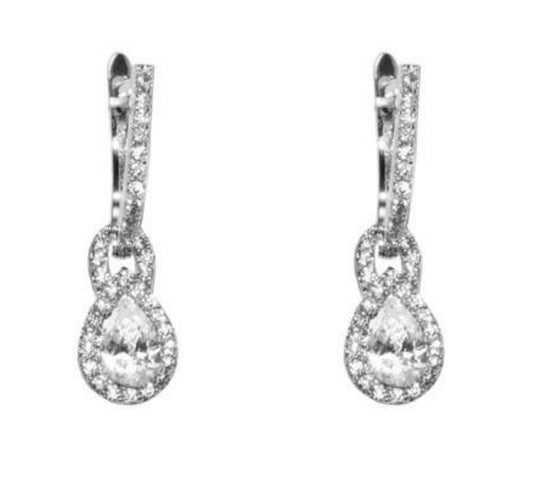 Kyoko Pear Drop Dangle Earrings | Cubic Zirconia | Silver