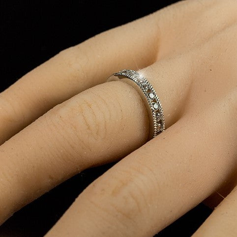 Lia 2mm CZ Milgrain Eternity Band Ring | 1ct