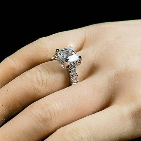 Lidia 9.5mm Asscher CZ Engagement Ring | 5ct