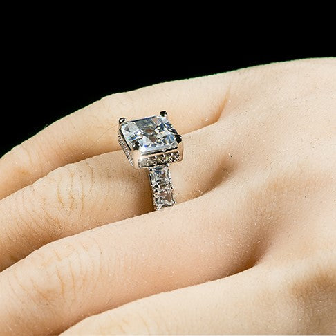 Lidia 9.5mm Asscher CZ Engagement Ring | 5ct