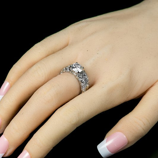 Lindy 8mm Round CZ Engagement Ring Set | 2ct