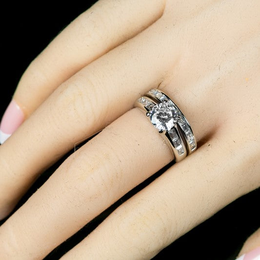 Mary Round CZ Engagement Ring Set | 1.5ct | 2.8ct