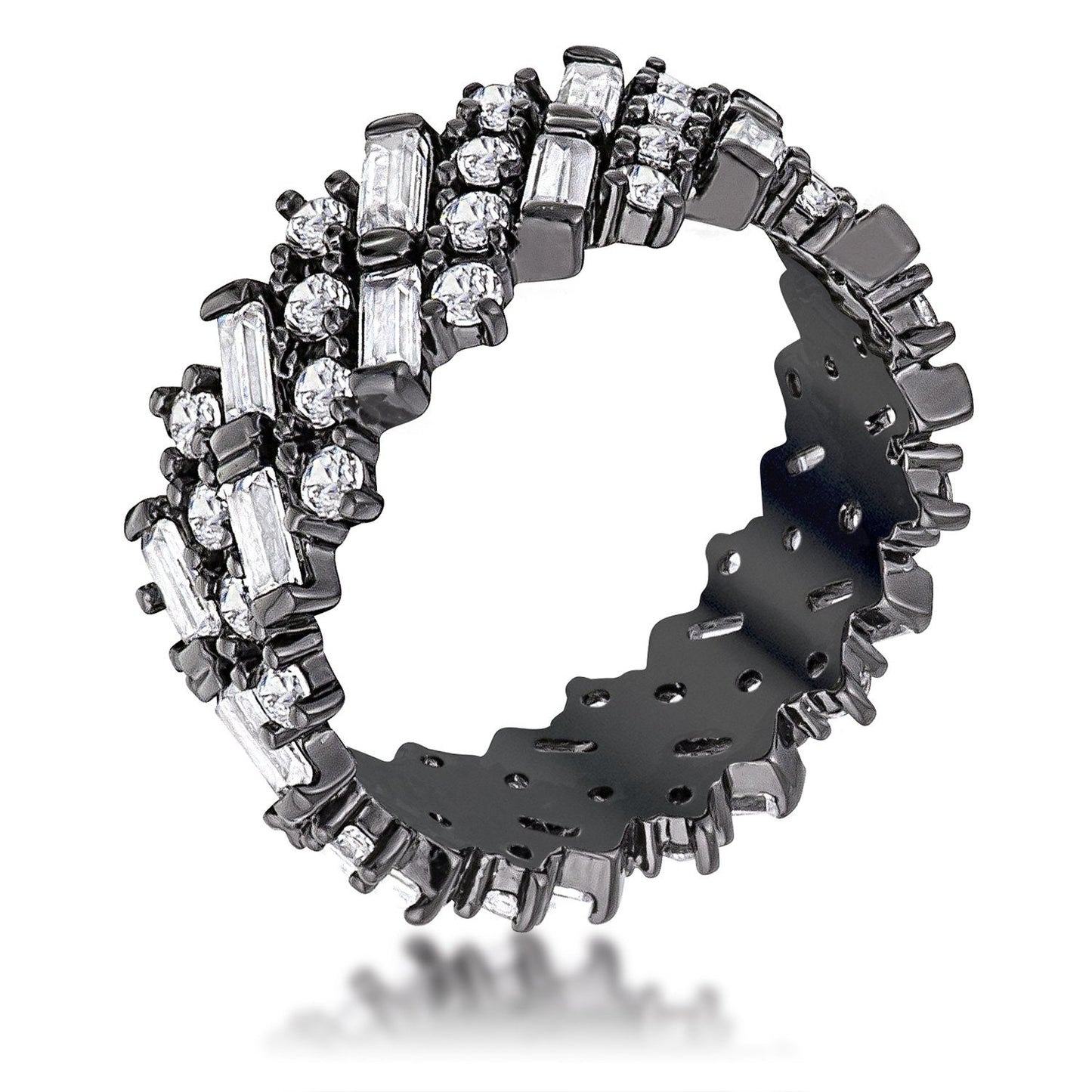 Meena Baguette CZ Eternity Wide Band Ring | 2.2ct