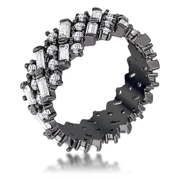 Meena Baguette CZ Eternity Wide Band  Ring | 2.2ct