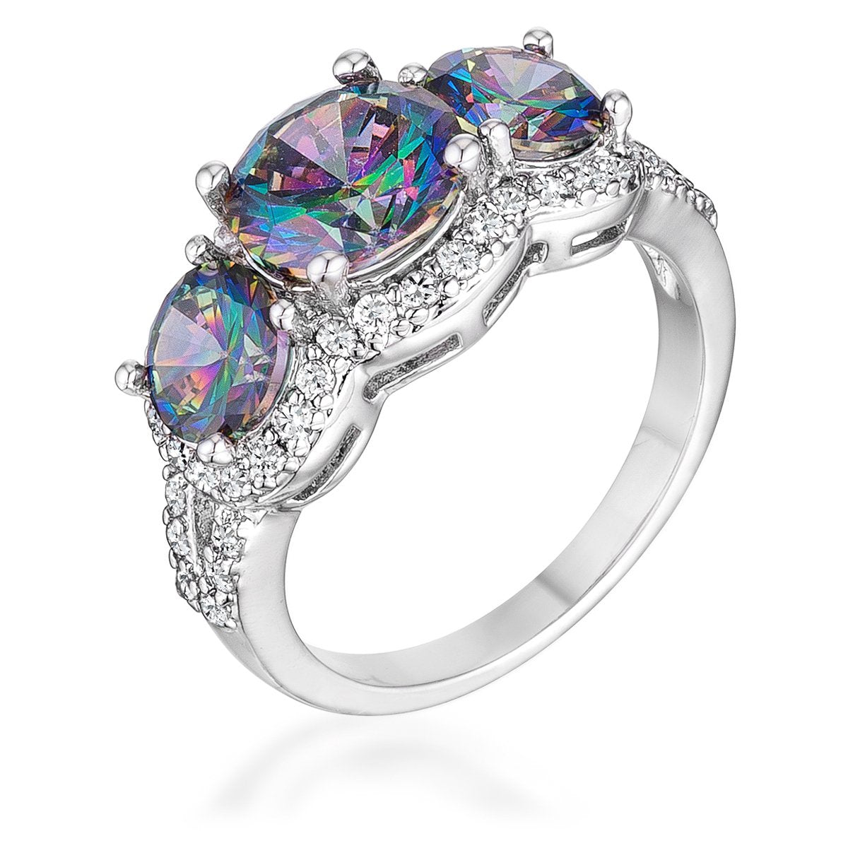 Merion 8mm Three CZ Round Stone Ring | 6.8ct