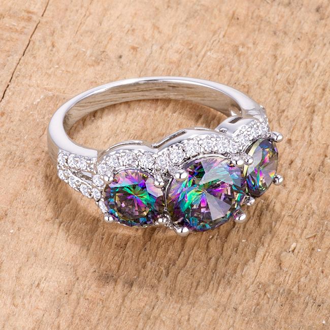 Merion 8mm Three CZ Round Stone Ring | 6.8ct