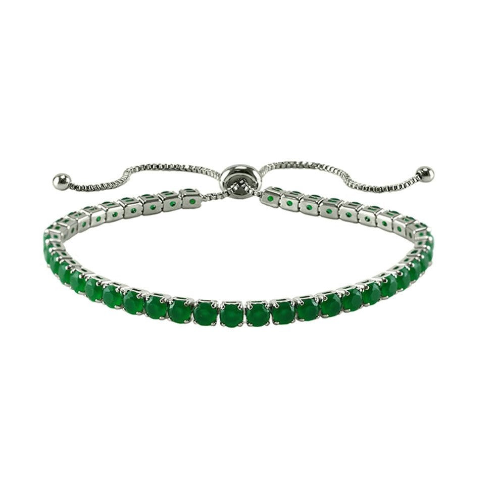 Beth 4mm Sapphire CZ Silver Tennis Bolo Bracelet | 10ct