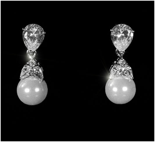 Milli Round White Pearl Drop Earrings