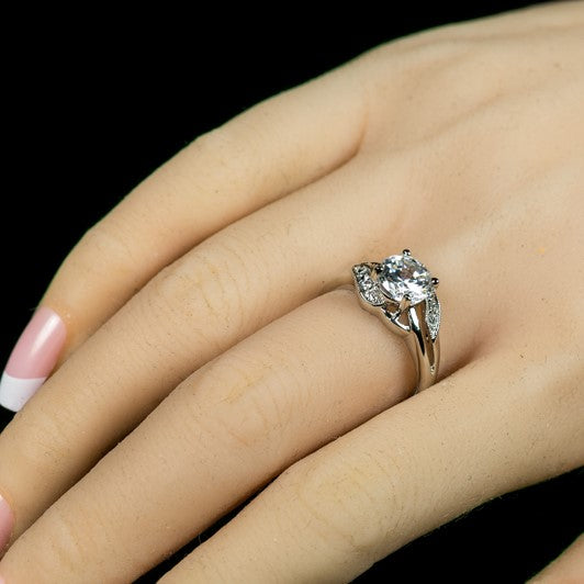 Natka 7.5mm Round CZ Elegant Engagement Ring | 1.7ct