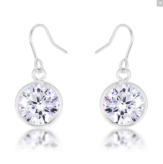 Noga 9mm CZ Solitaire Bezel Drop Earrings | 3ct