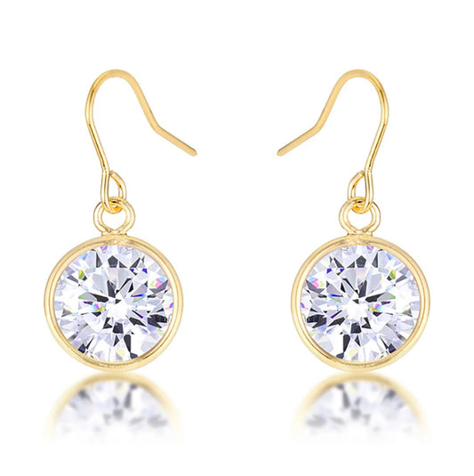 Noga 9mm CZ Solitaire Bezel Drop Earrings | 3ct