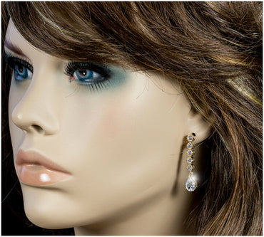 Paige Pear CZ Linear Gold Earrings | 2.5ct