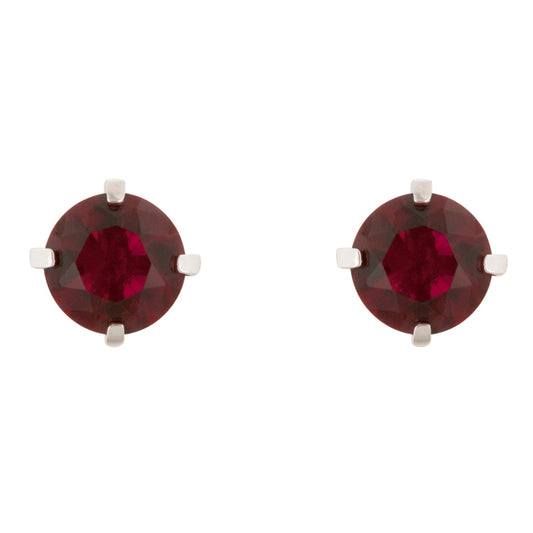 Rolina Ruby Round CZ Stud Earrings | 3ct | Sterling Silver