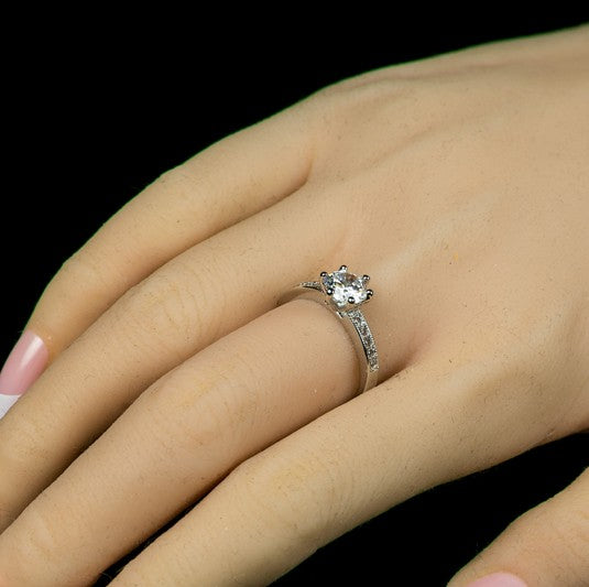 Shavon 6.5mm Round CZ Solitaire Engagement Ring | 1ct
