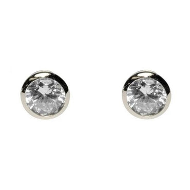 Simica Round Bezel Earrings | 4mm-6mm-8mm-10mm