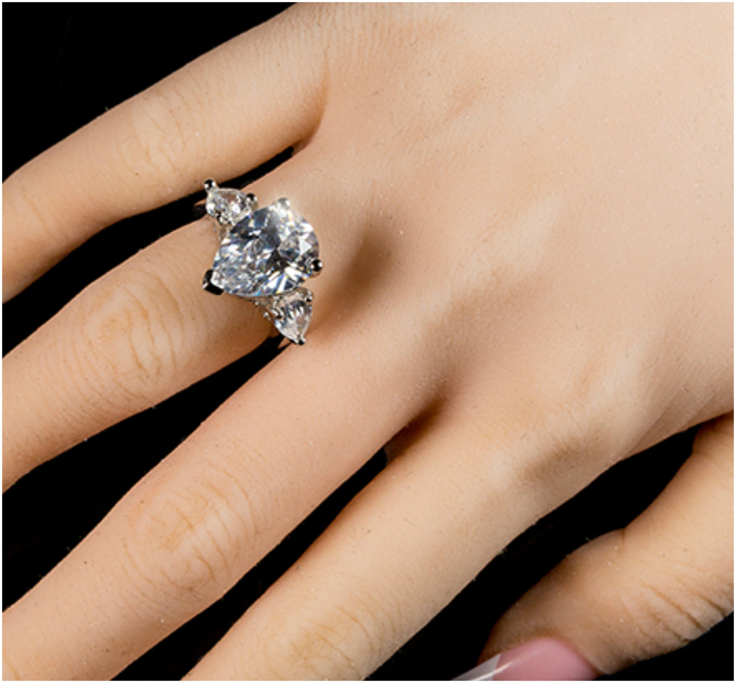 Delilah 13x10mm Pear Three Stone Engagement Ring | 6ct| 7.5ct